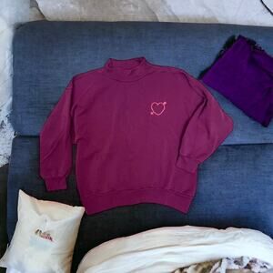 Vintage Sunbelt Sweatshirt Mock Neck Women's One Size Pink Heart